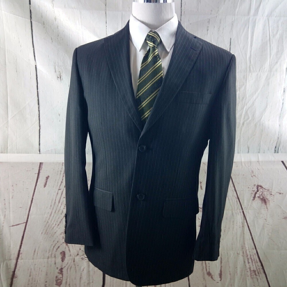 Haggar 1926 38R 2 Button Charcoal Striped Suit Blazer Jacket